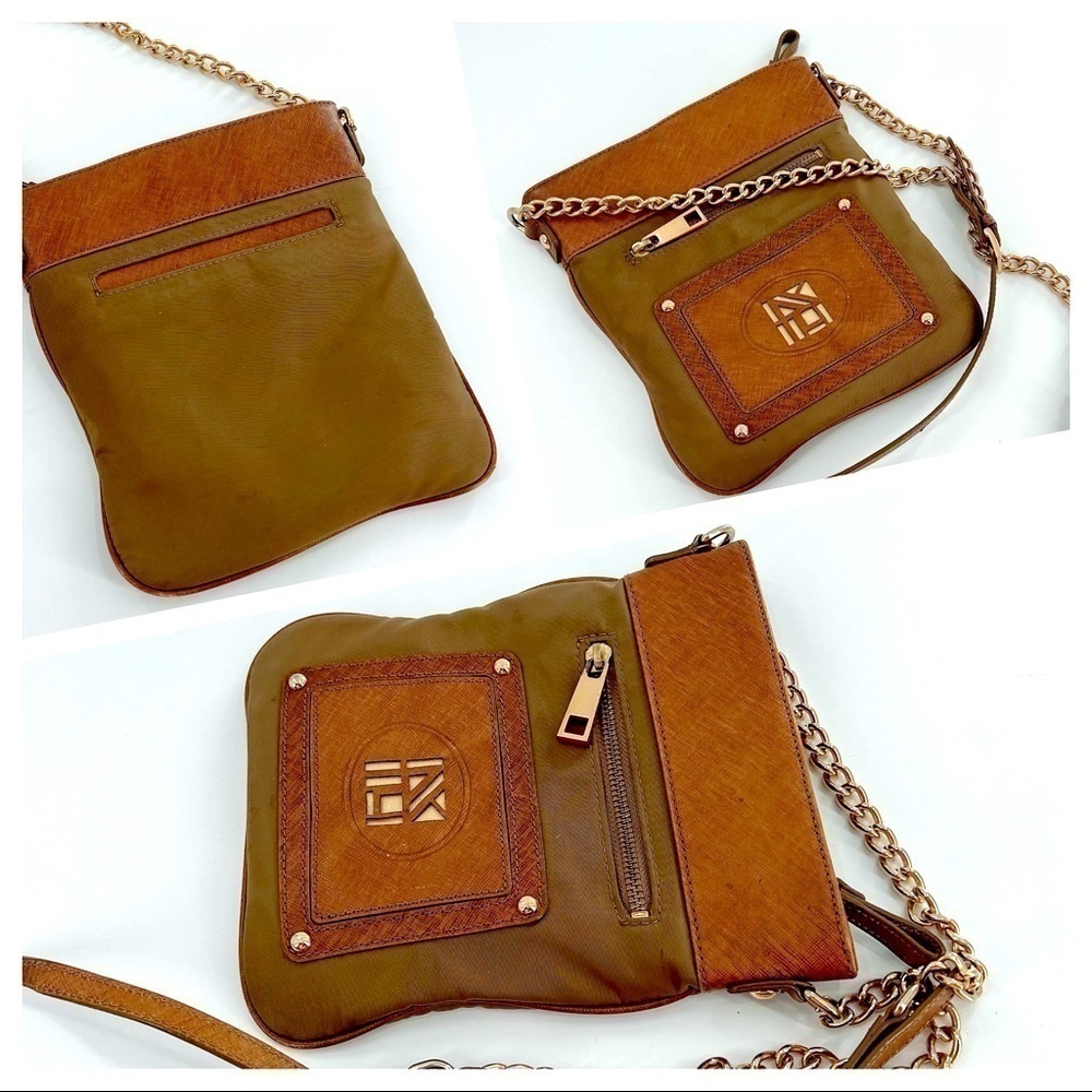 Kate Landry Mini Nylon Crossbody Bag With Leather Trim